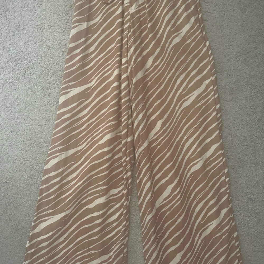 Stylish A New Day Size XS Tan Zebra Print Wide Leg Linen blend Women's Pants